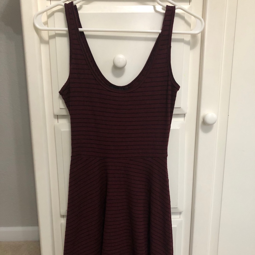 Burgundy and black striped dress